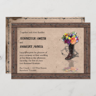 Convite para Casamento Wire de Barbed Western de P