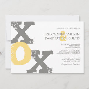 Convite para Casamento XOX Amarelo e Cinza