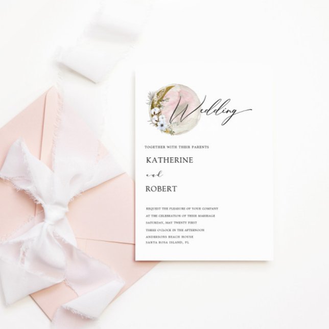 convite para casamentos cor-de-rosa da boêmia da l (Criador carregado)