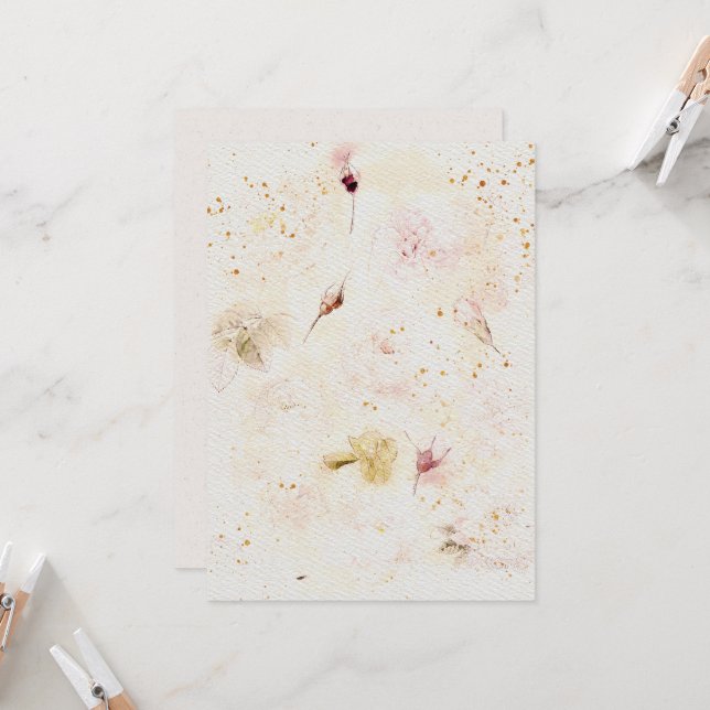 Convite para casamentos de flores no texto de pape (Frente/Verso In Situ)