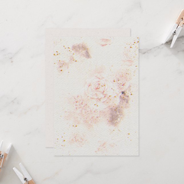 Convite para casamentos de flores no texto de pape (Frente/Verso In Situ)