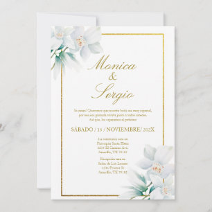 Convite para casamentos de lírios brancos Elegante