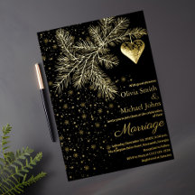 Convite para Casamentos no inverno de Natal Preto 