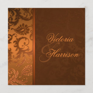 Convite para Casamentos tema damasco de cobre e ma