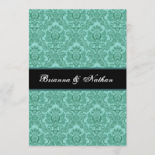 Convite para Casamentos tema damasco Elegante TEAL