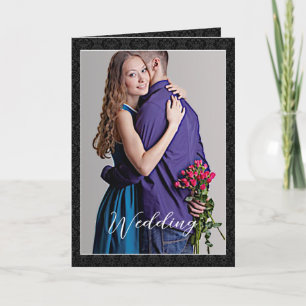 Convite para casamentos tema damasco - - Preto e B