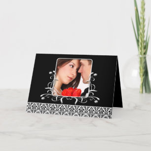 Convite para casamentos tema damasco - - Preto e B