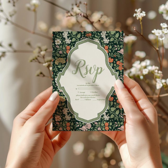 Convite para casamentos vintage William Morris (Criador carregado)