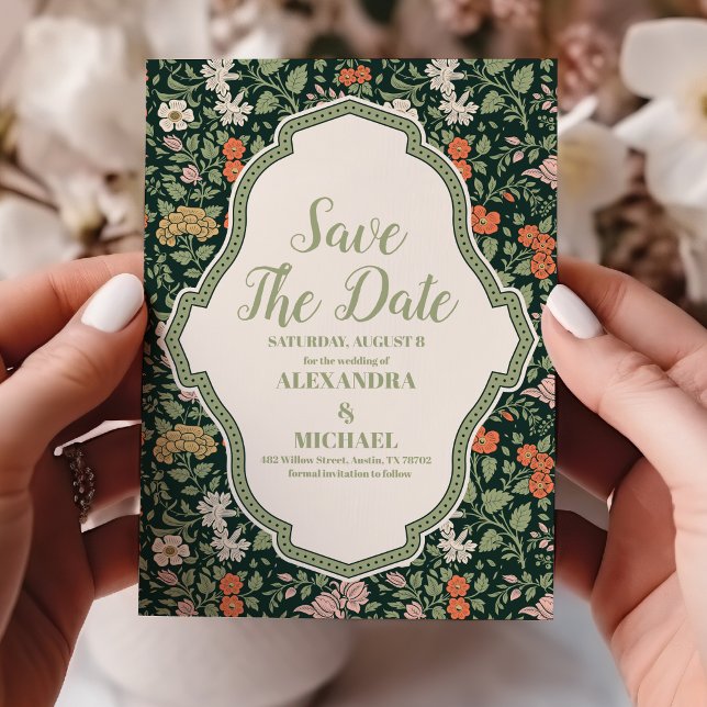 Convite para casamentos vintage William Morris (Criador carregado)