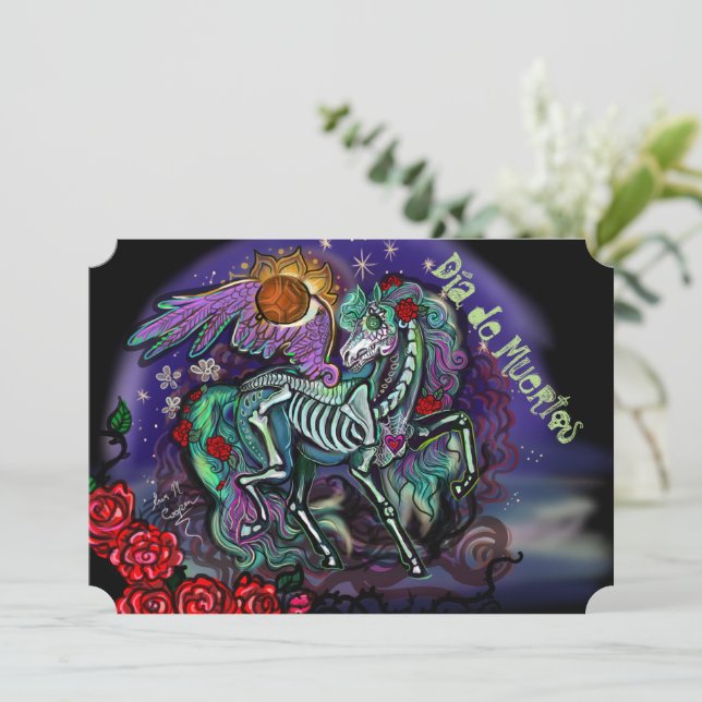 Convite para Cavalo Día de Muertos (Em pé/Frente)