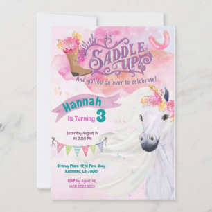 Convite para Cavalos de Aniversário da Cowgirl