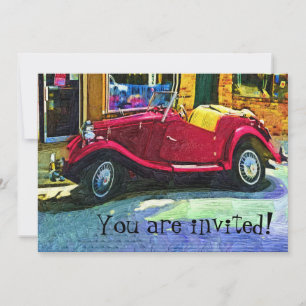 Convite para celebração com carro clássico