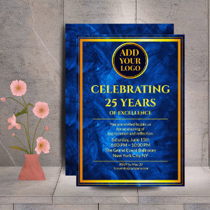 Convite para celebração corporativa azul de Marinh