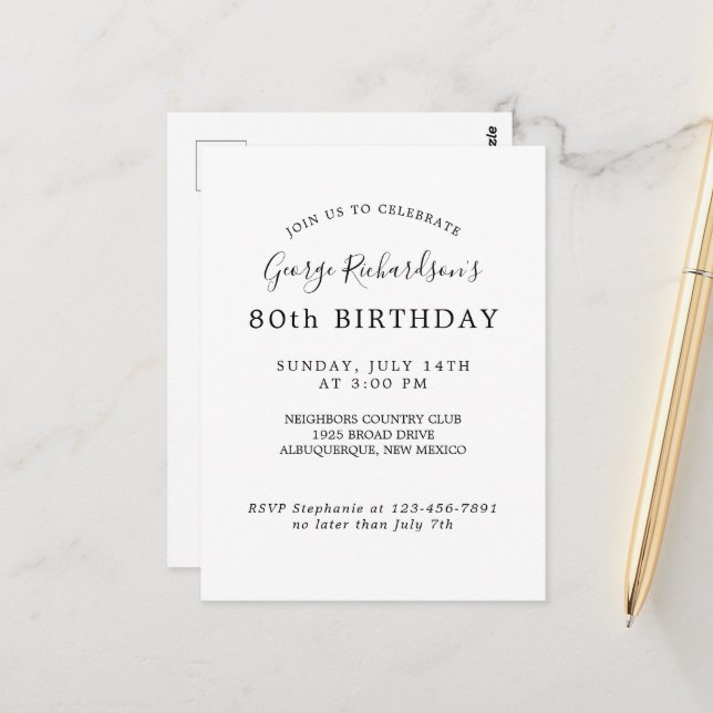 Convite para Celebração de 80 Anos de Idade (Frente/Verso In Situ)