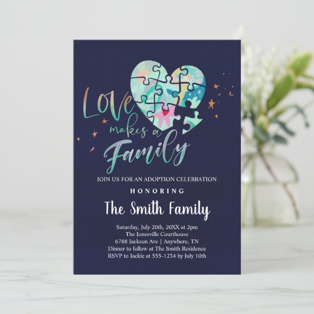 Convite para Celebração de Adoção / Chuveirinho (Em pé/Frente)