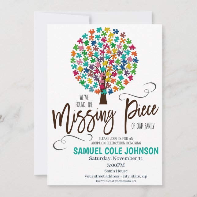 Convite para Celebração de Adoção de Peça Ausente (Frente)