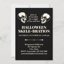 Convite para Celebração de Halloween de Caveiras R