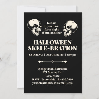 Convite para Celebração de Halloween de Caveiras R