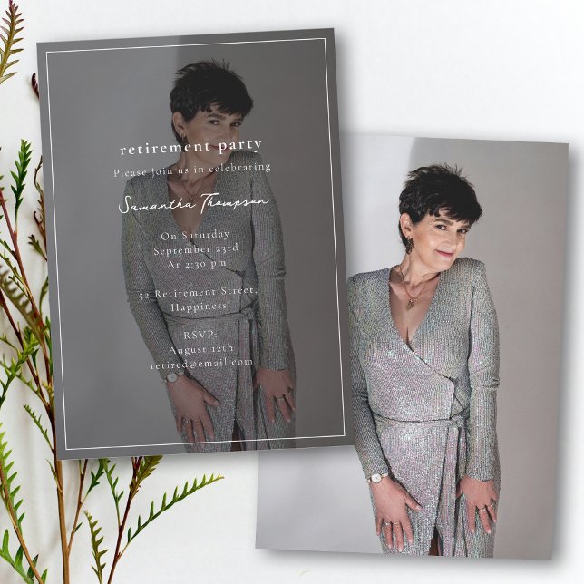 Convite para Celebração de Partido de Retirada de  (Custom Photo Retirement Party Celebration Invitati Invitation)
