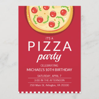 Convite para Celebração de Pizza Party