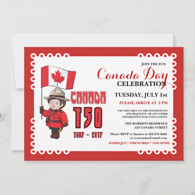Convite para celebração do dia 150 do Canadá (Frente)
