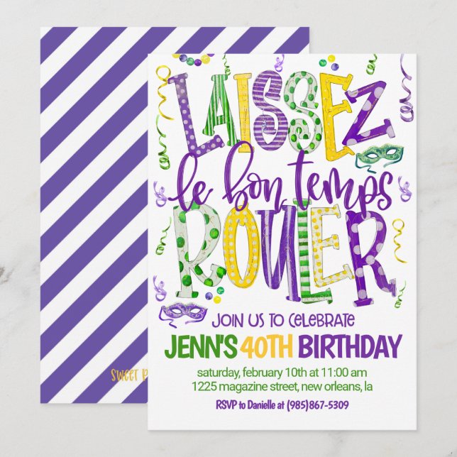 Convite para Celebração do Mardi Gras (Frente/Verso)