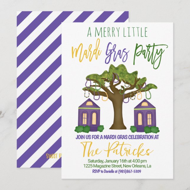 Convite para Celebração do Mardi Gras (Frente/Verso)