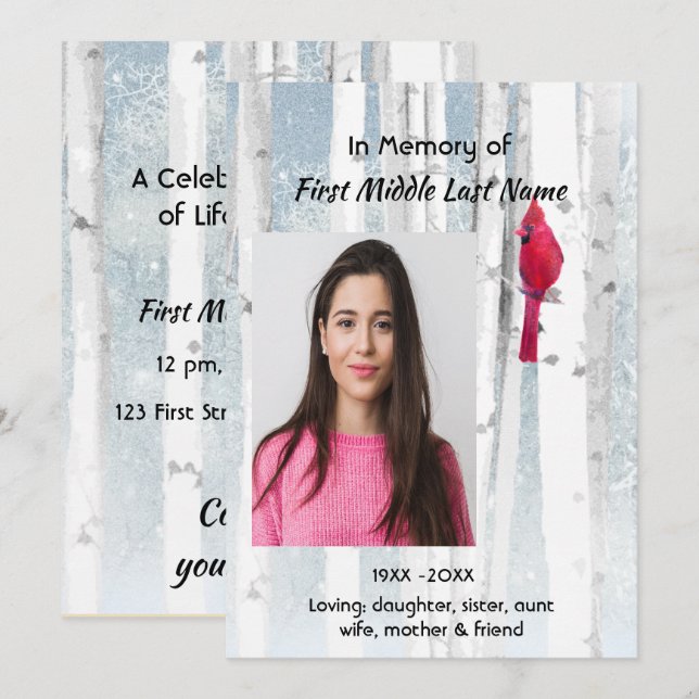 Convite para Celebração do Serviço da Vida Cardeal (Frente/Verso)