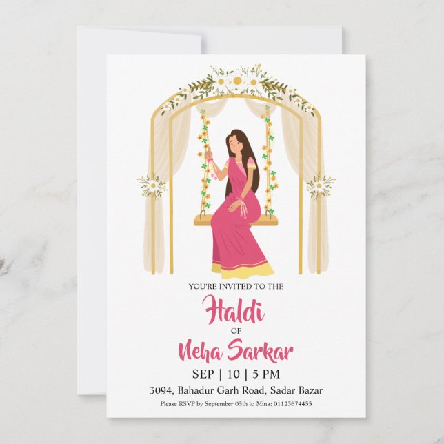 convite para cerimônia de haldi (Frente)