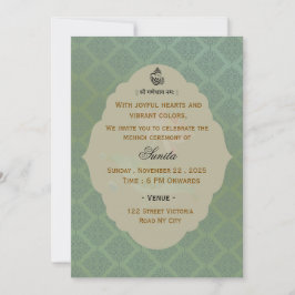 Convite para Cerimônia de Mehndi de Casamento Indi