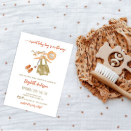 Convite para Chá Boho Baby Boy Watercolor