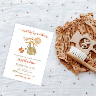 Convite para Chá Boho Baby Boy Watercolor