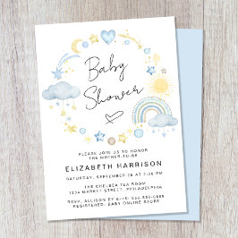 Convite para Chá Boho Rainbow Watercolor Baby Boy