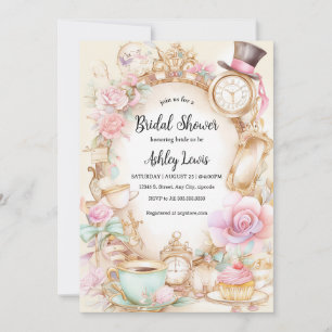 Convite para chá chá de panela, festa de chá Alice