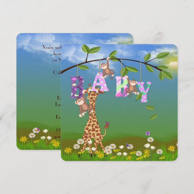 Convite para Chá da Baby Girl (Frente/Verso)