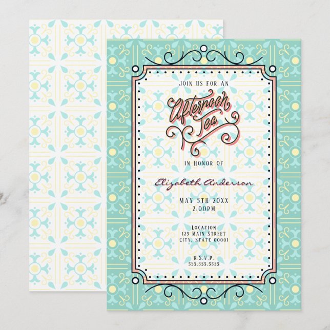 Convite para Chá da Tarde Caprichoso (Frente/Verso)