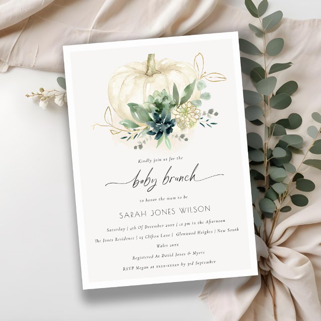 Convite para Chá de Abóbora Azul Pumpkin Baby Brun (Criador carregado)