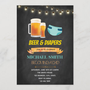 Convite para chá de aniversário de cerveja e frald