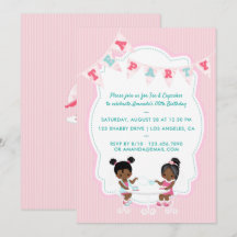 Convite para chá de aniversário de menina afro-ame