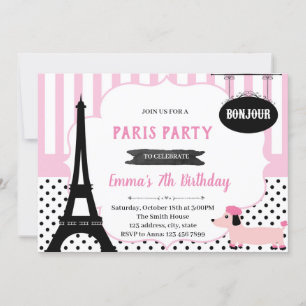 Convite para chá de aniversário de Paris