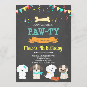 Convite para chá de aniversário para cães de estim