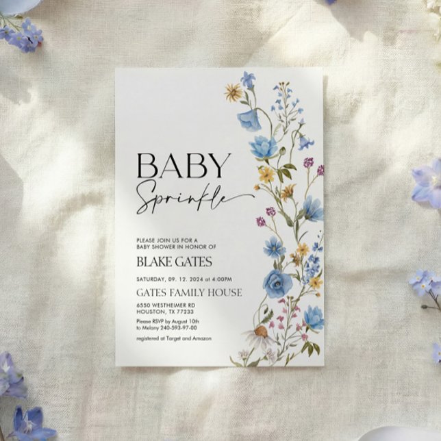 Convite para Chá de Bebê Azul Baby Sprinkle (Criador carregado)