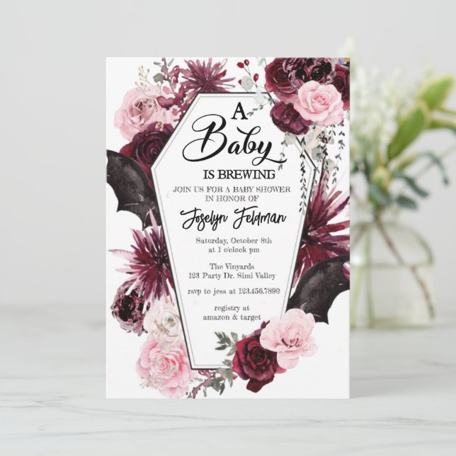 Convite para Chá de Bebê Baby Brewing (Em pé/Frente)