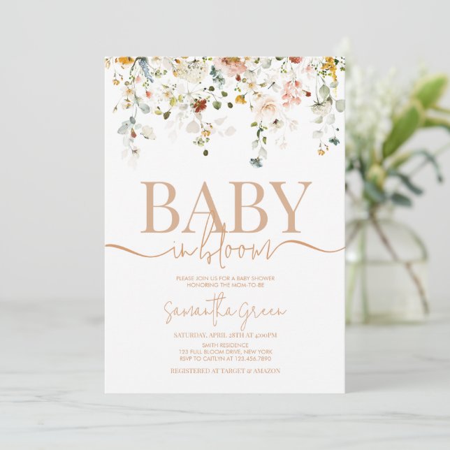 Convite para Chá de Bebê Baby in bloom (Em pé/Frente)
