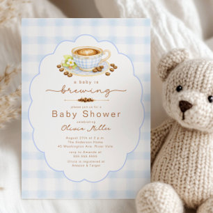 Convite para Chá de Bebê "Baby Is Brewing Blue Cof