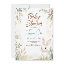 Convite para Chá de Bebê Bunny Woodland