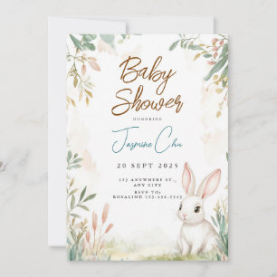 Convite para Chá de Bebê Bunny Woodland