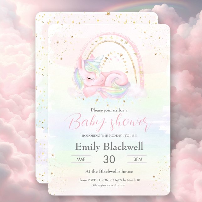 Convite para chá de bebê chá de fraldas Unicorn (Unicorn baby shower baby girl shower invitati)