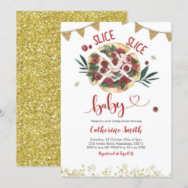 Convite para chá de bebê com pizza