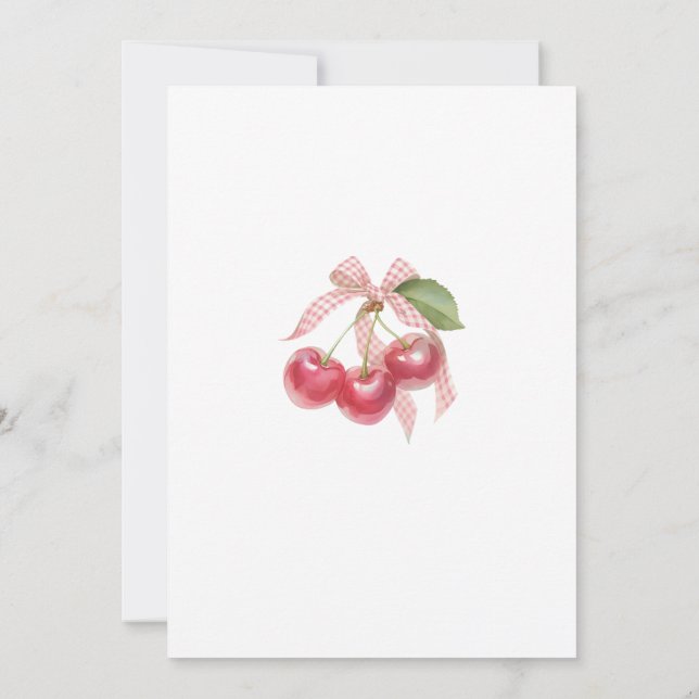 Convite para Chá de Bebê da Cereja: Laço Rosa, Fru (Verso)